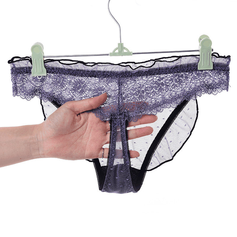 Low-waisted sheer lace and cotton lingerie briefs