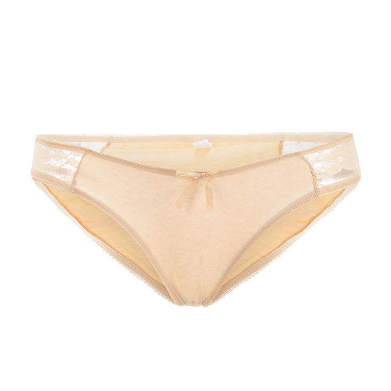Low-waisted breathable lace and cotton lingerie briefs - image 1