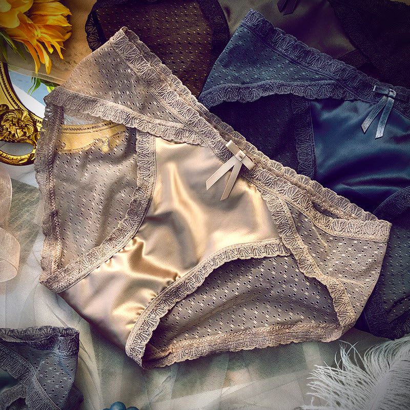 Sheer embroidered lace lingerie briefs