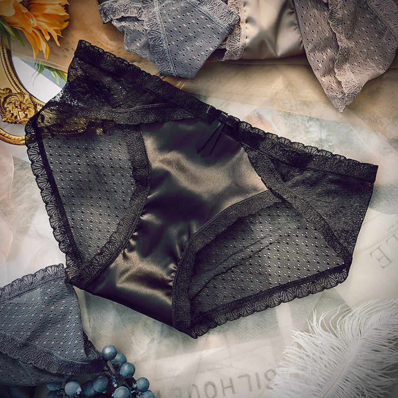 Sheer embroidered lace lingerie briefs