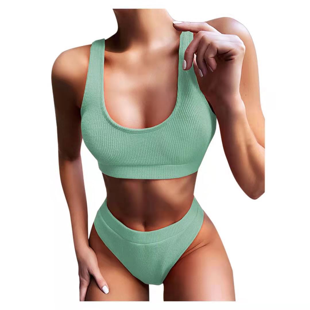 High-waist polyester lingerie bikini sets