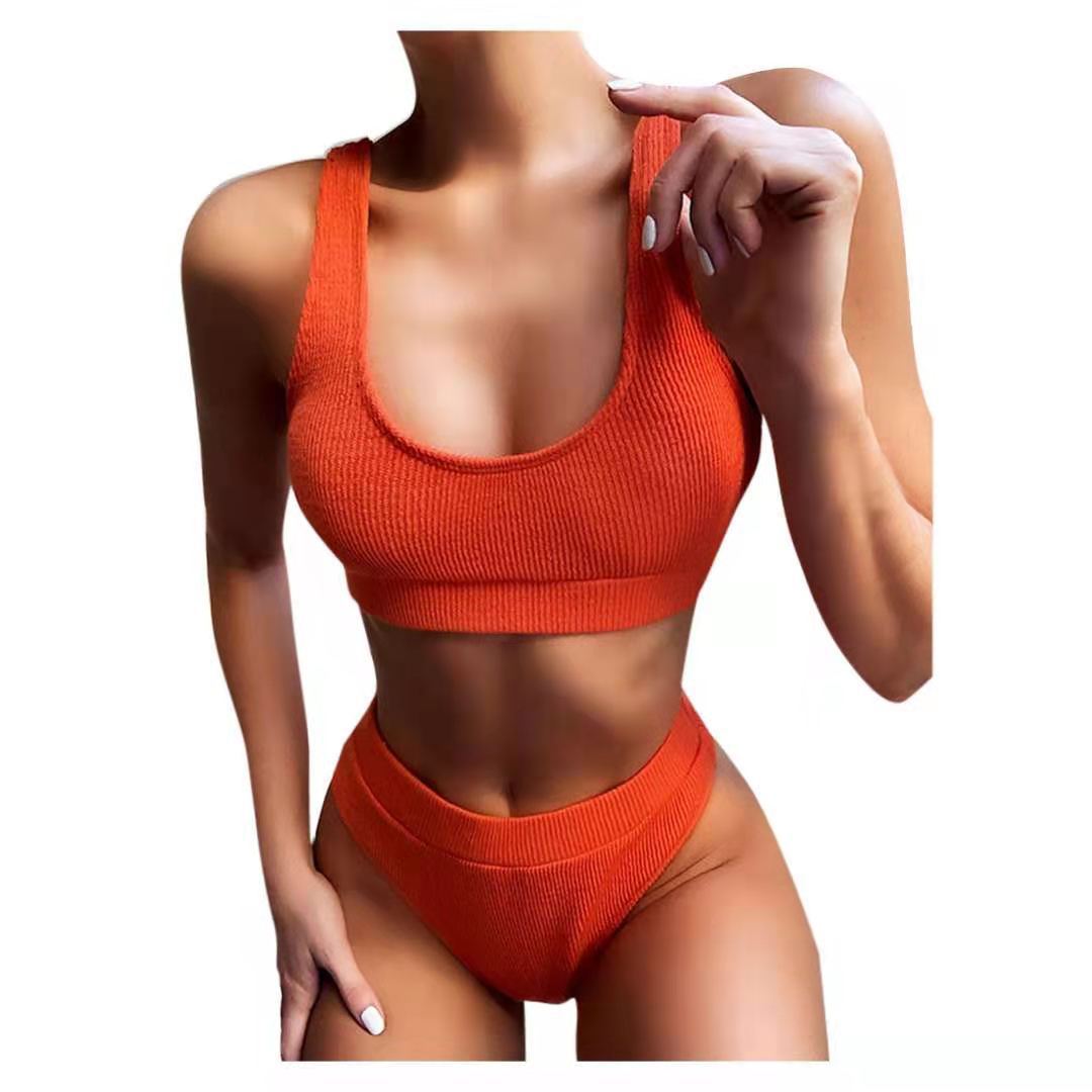 High-waist polyester lingerie bikini sets