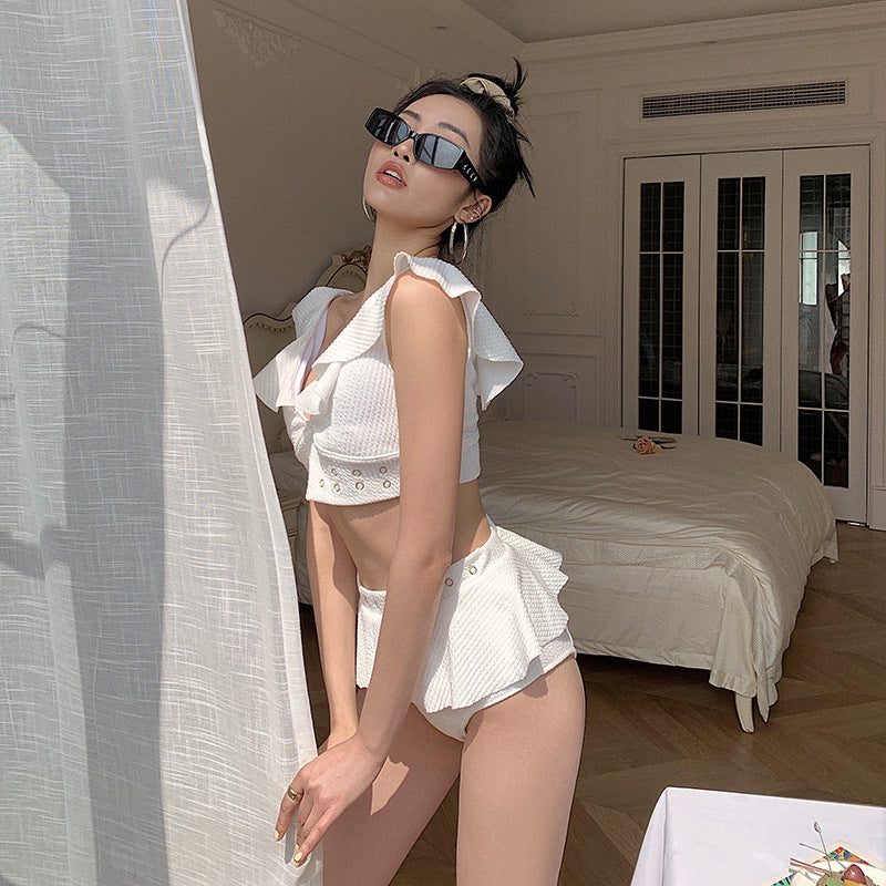 High-waisted backless spandex bikini sets - image 2