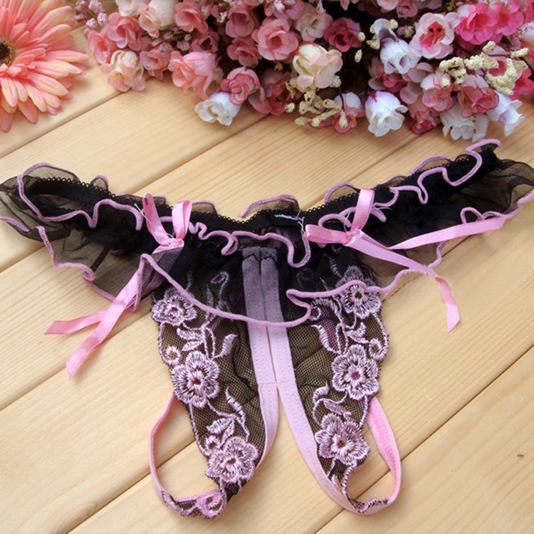 Seamless sheer lace and nylon lingerie briefs