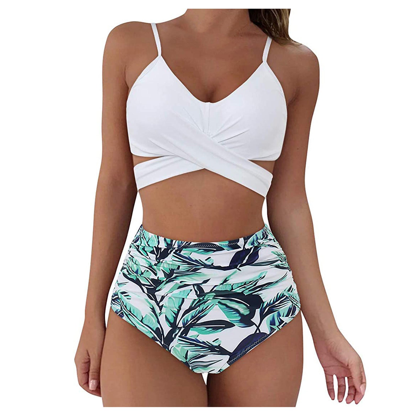 High-waisted polyester and spandex bikini sets - image 3