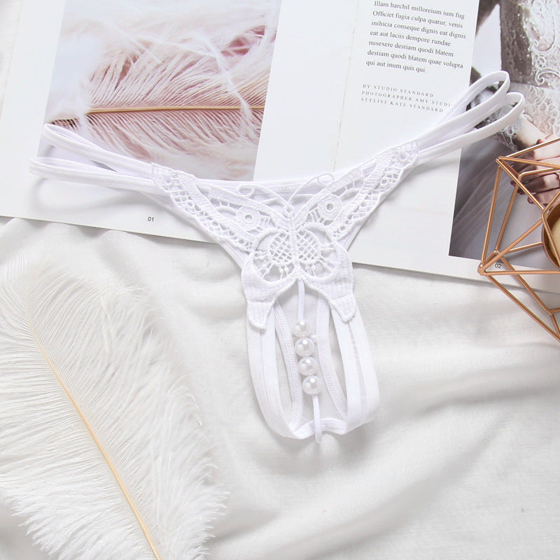 Low-waisted seamless embroidered nylon lingerie briefs