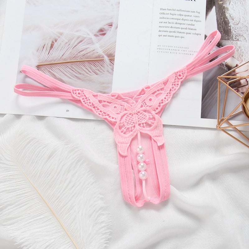 Low-waisted seamless embroidered nylon lingerie briefs