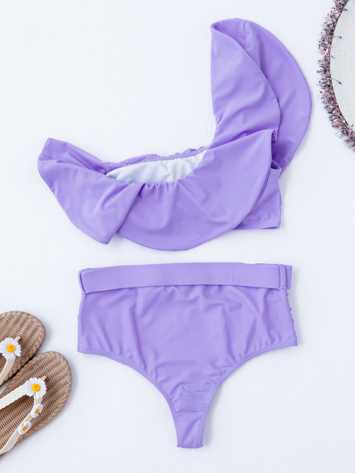 Purple ruffled nylon intimate bikini set - product image 1
