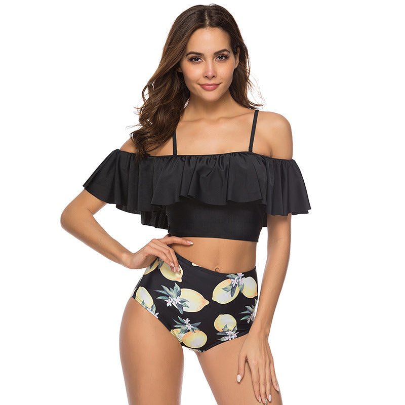 Ruffled nylon and spandex bikini sets