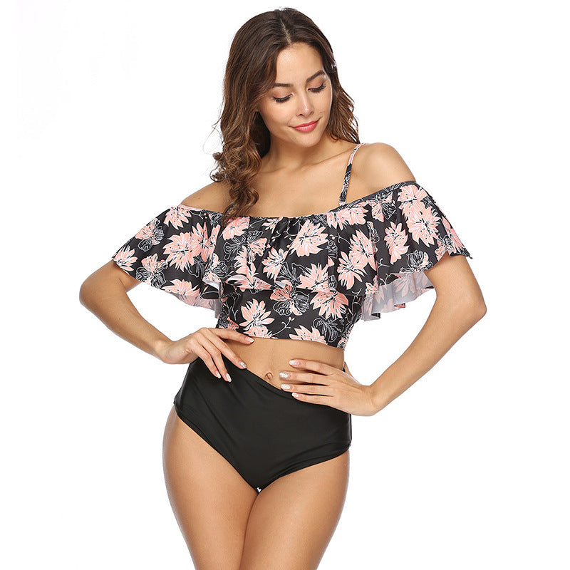 Ruffled nylon and spandex bikini sets