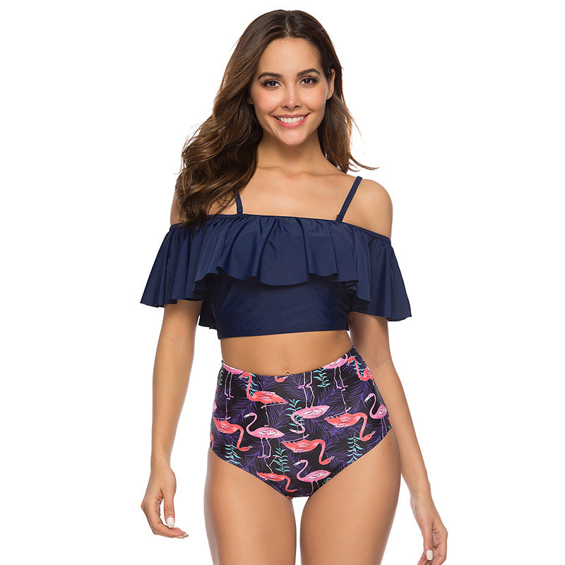 Ruffled nylon and spandex bikini sets
