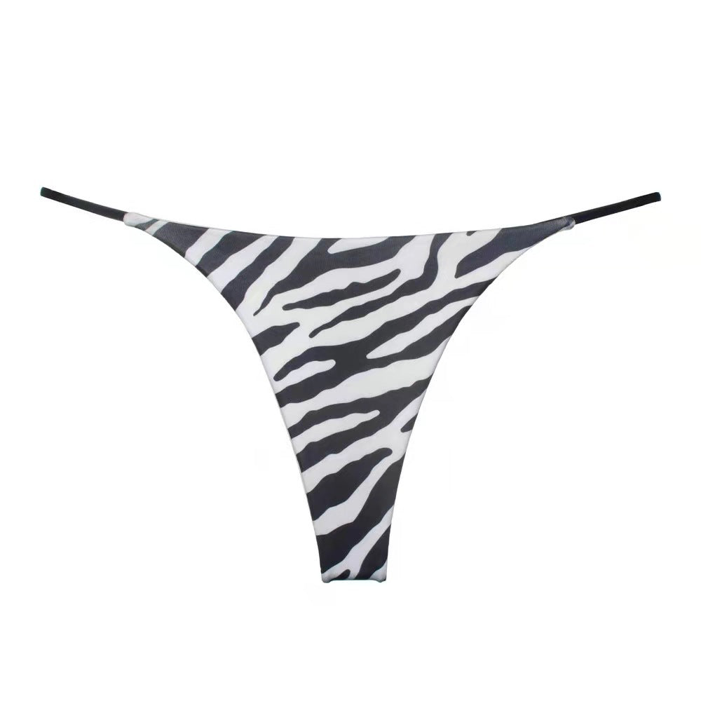 Black seamless low-waist leopard bikini sets