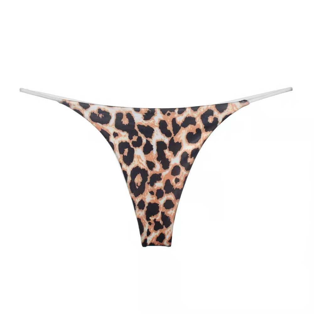Black seamless low-waist leopard bikini sets