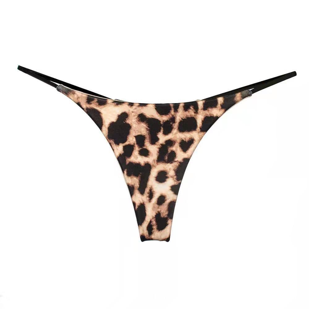 Black seamless low-waist leopard bikini sets