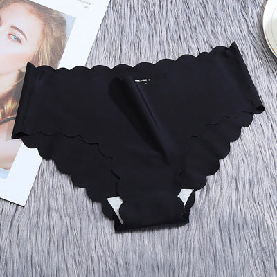 Low-waisted seamless ruffled ice silk lingerie sets