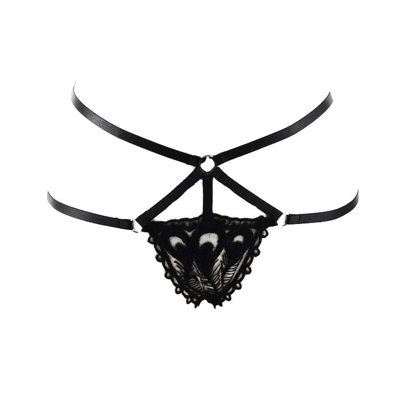 Low-waisted breathable lace and polyester lingerie briefs
