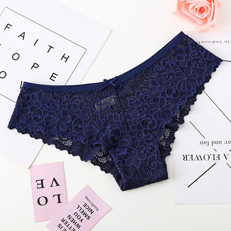 Low-waisted seamless breathable lace lingerie briefs