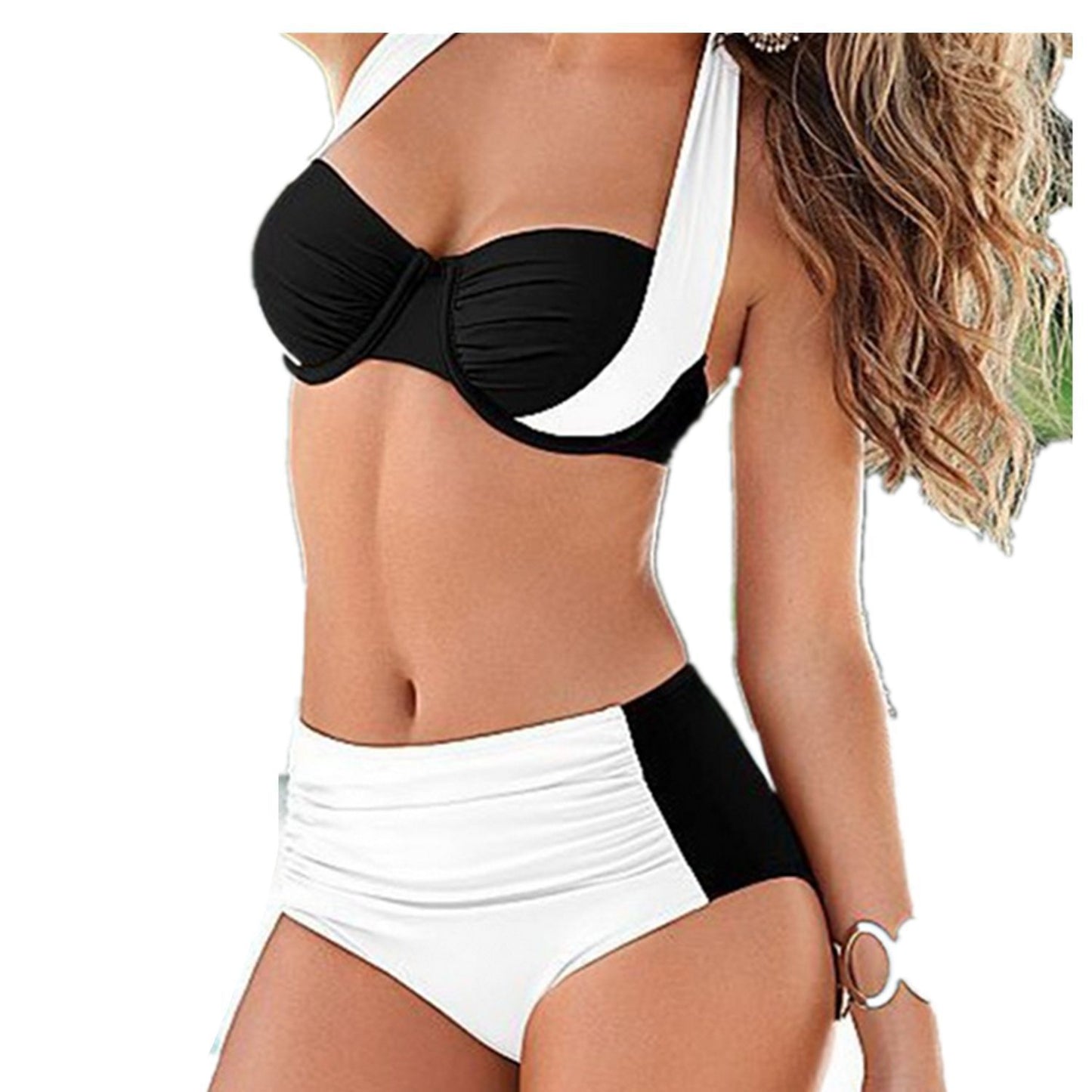 High-waist halter polyester intimate bikini set - product image 2