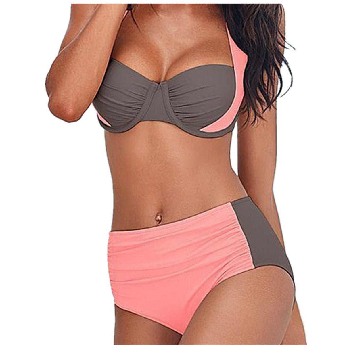 High-waist halter polyester intimate bikini sets