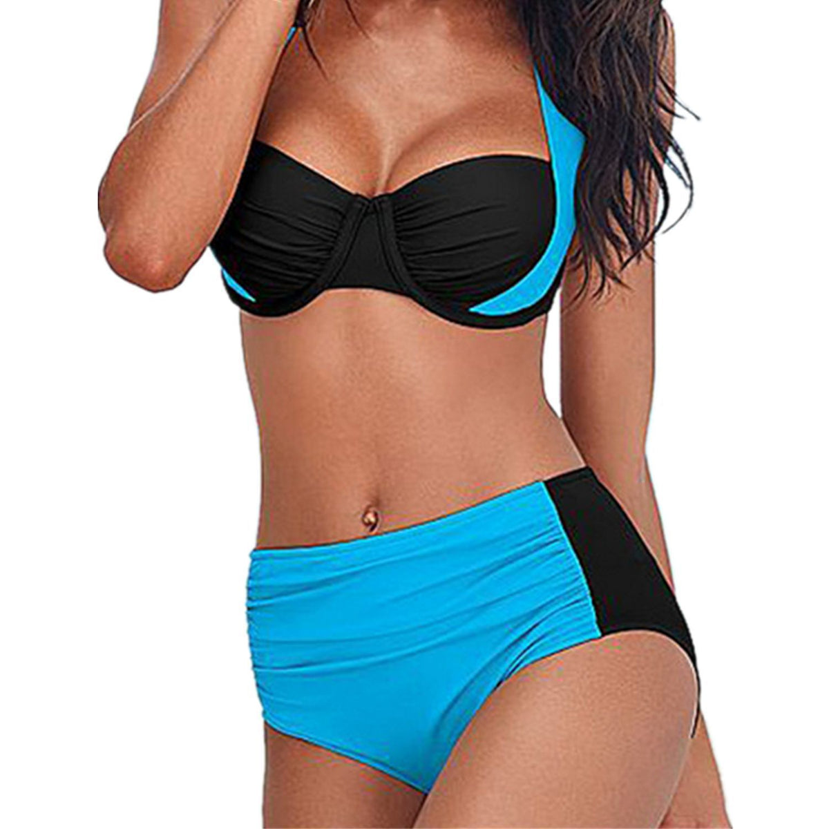High-waist halter polyester intimate bikini sets