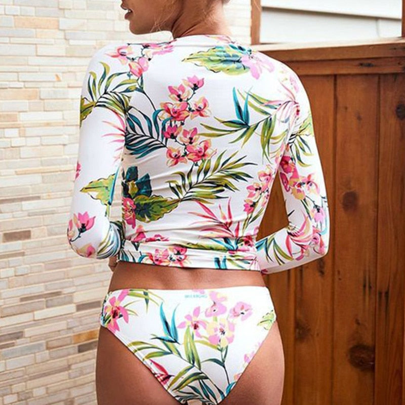 White long-sleeve nylon intimate bikini set - product image 2