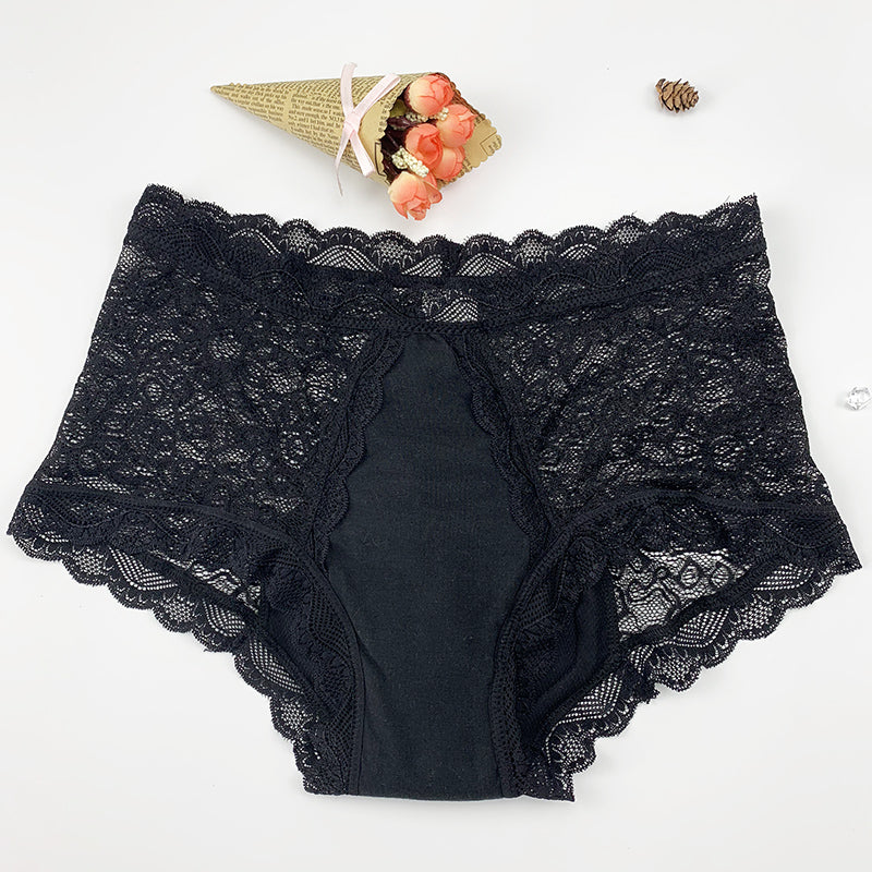 Seamless lace and cotton lingerie briefs - image 1