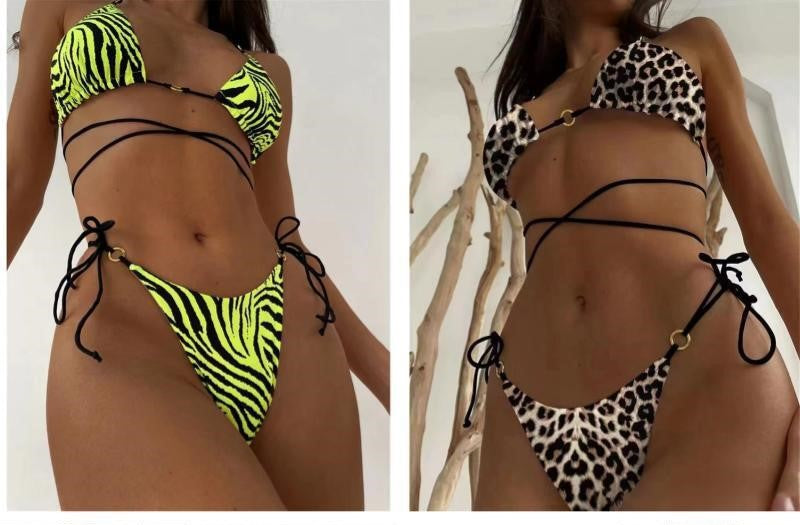 Leopard cotton and polyester bikini sets - image 3