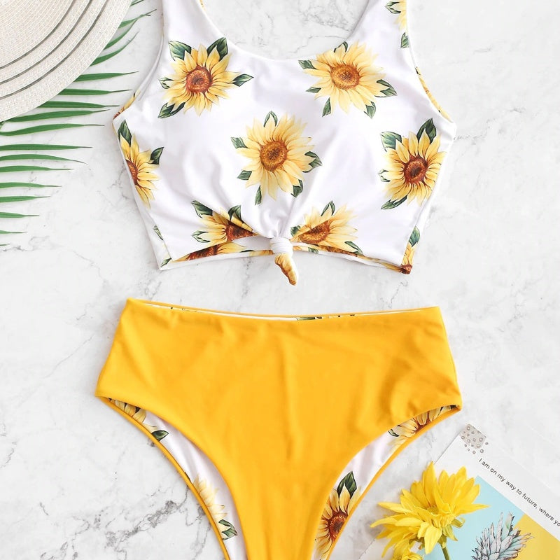 Green floral polyester intimate bikini set - product image 1