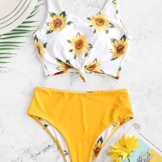 Green floral polyester intimate bikini set - product image 1