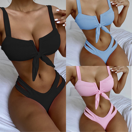Black polyester nylon intimate bikini set - product image 1