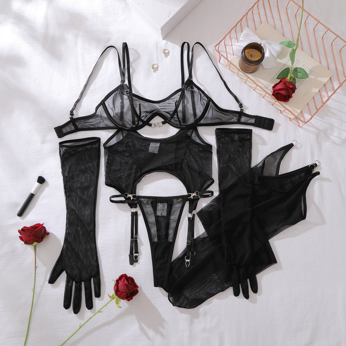 Underwire push-up breathable polyester lingerie sets