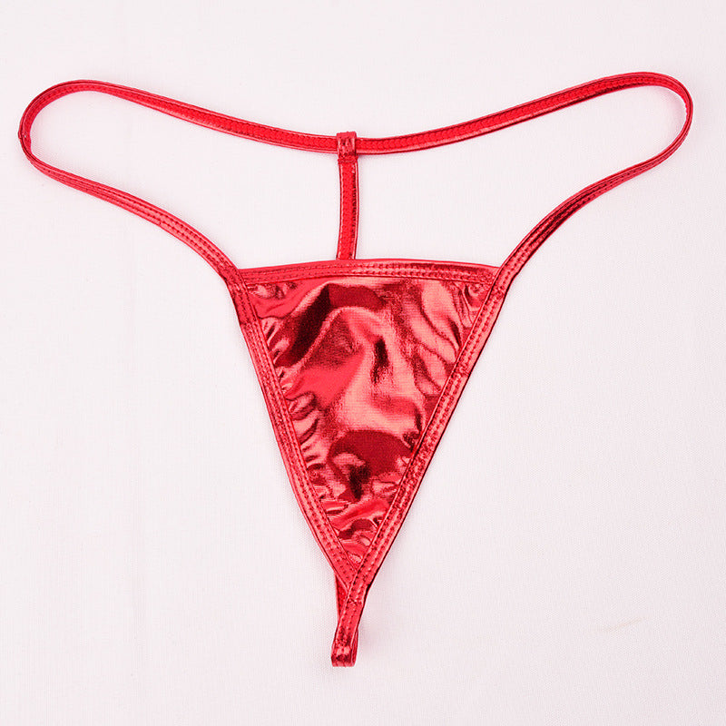Elegant nylon and leather lingerie briefs