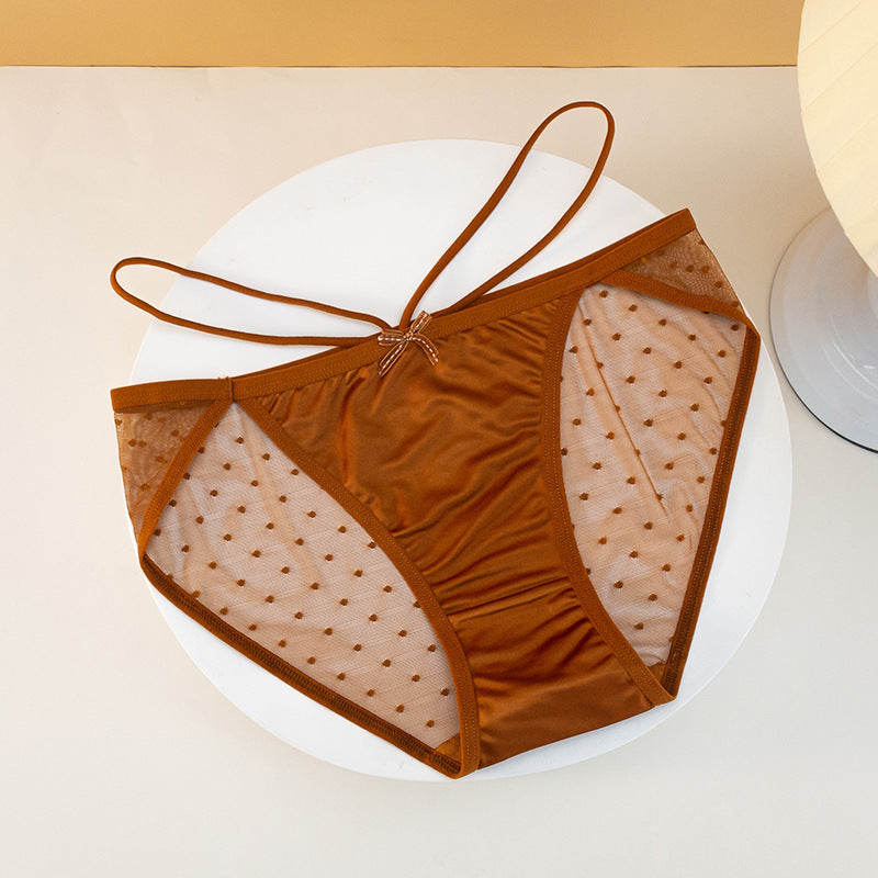 Low-waisted seamless breathable lace lingerie briefs - image 1