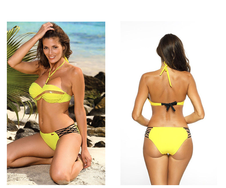 High-waisted backless polyester and nylon bikini sets - image 3