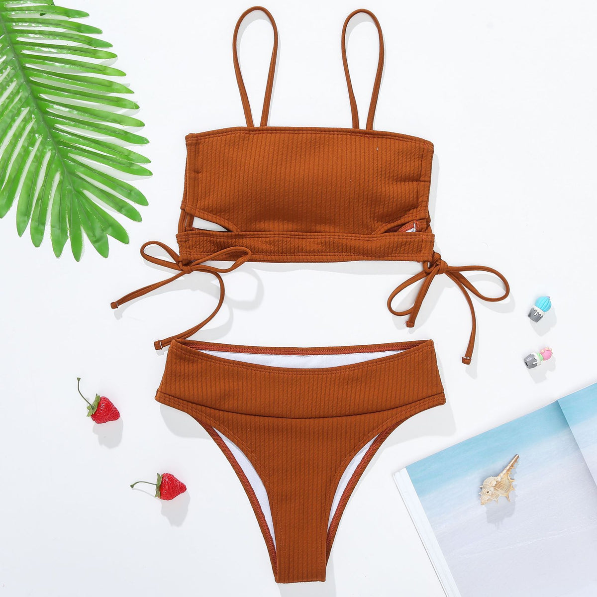 High-waisted lace and polyester bikini sets - image 3