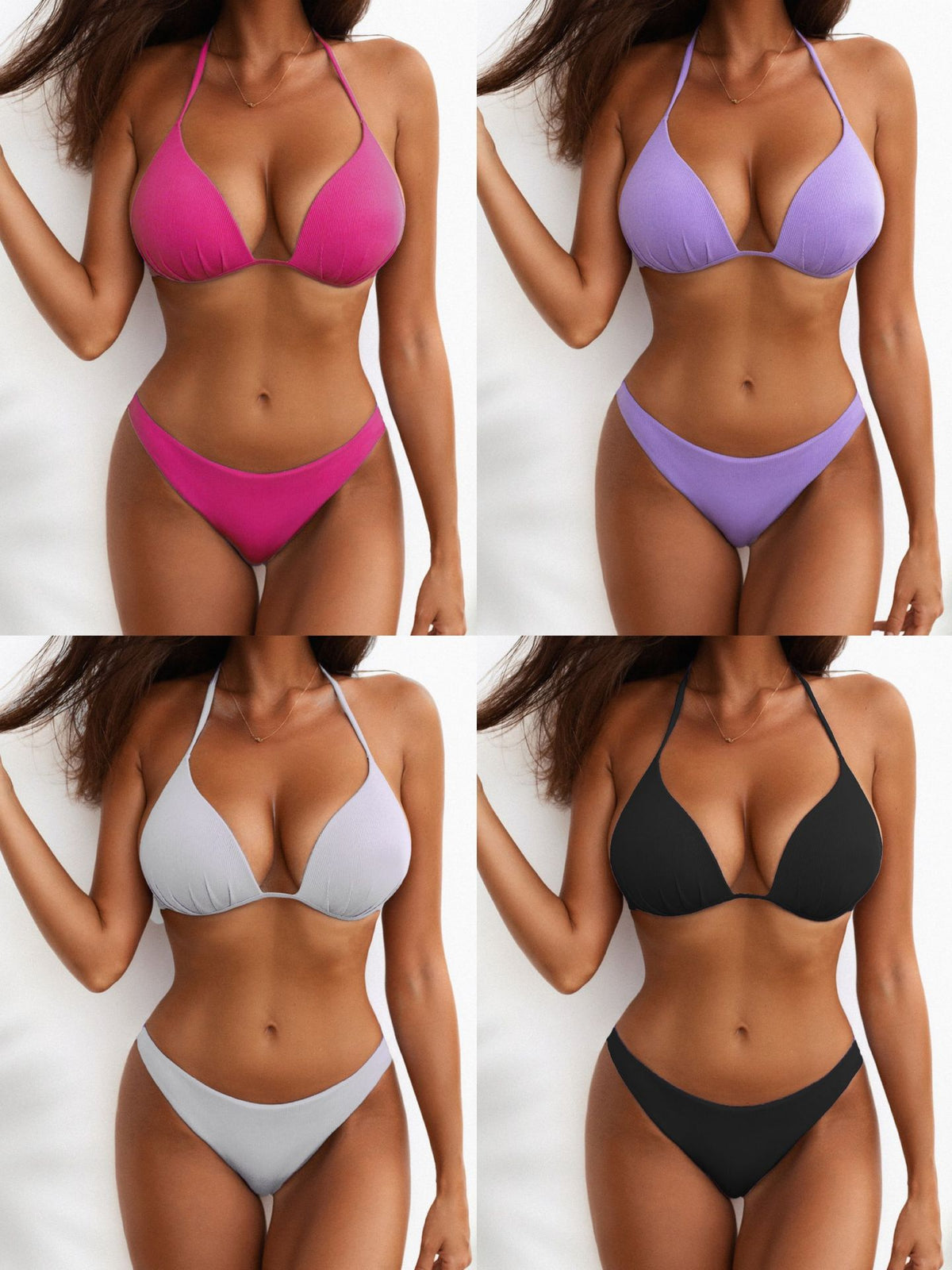 Stylish halter nylon bikini sets - image 3