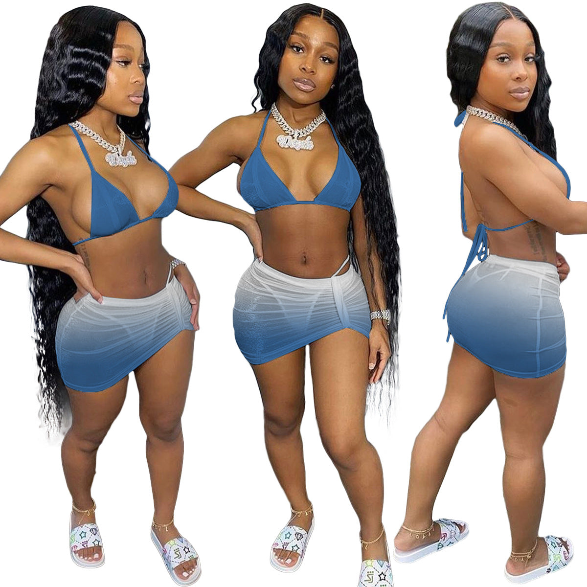 Polyester and spandex bikini sets