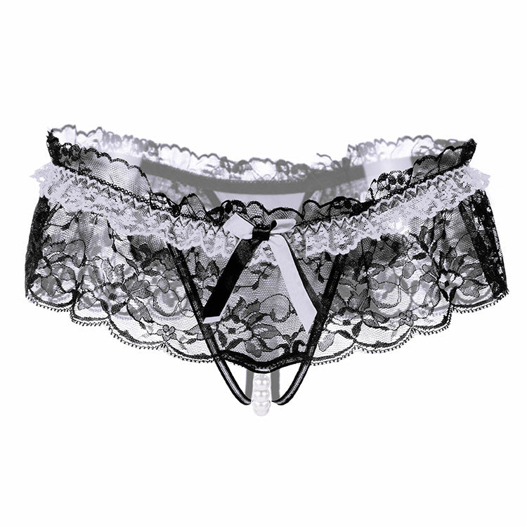 Low-waisted lace and nylon lingerie briefs - image 2