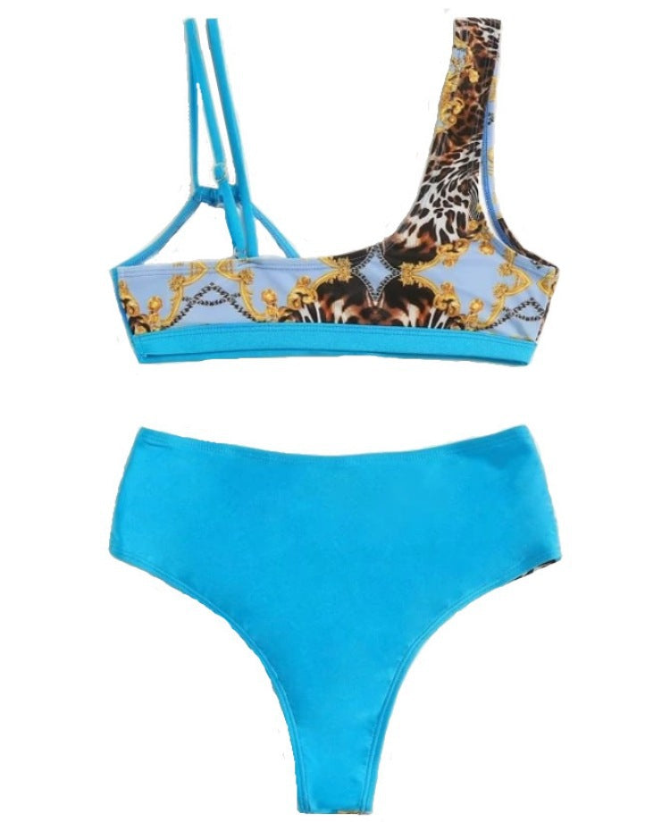Black floral backless high-waist bikini set - product image 2