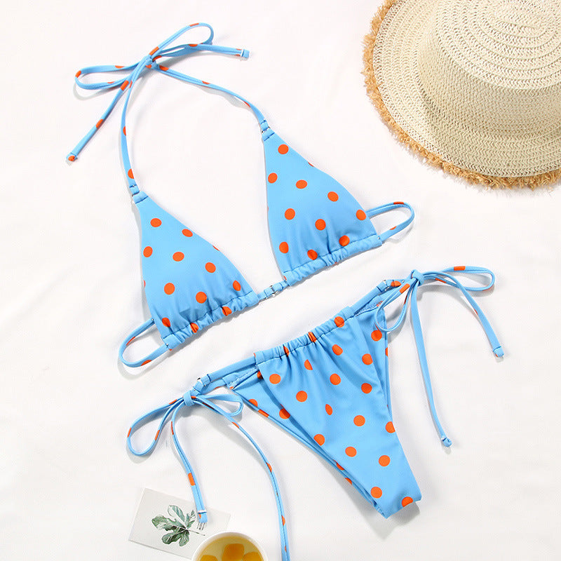 Blue floral polyester intimate bikini sets - image 4