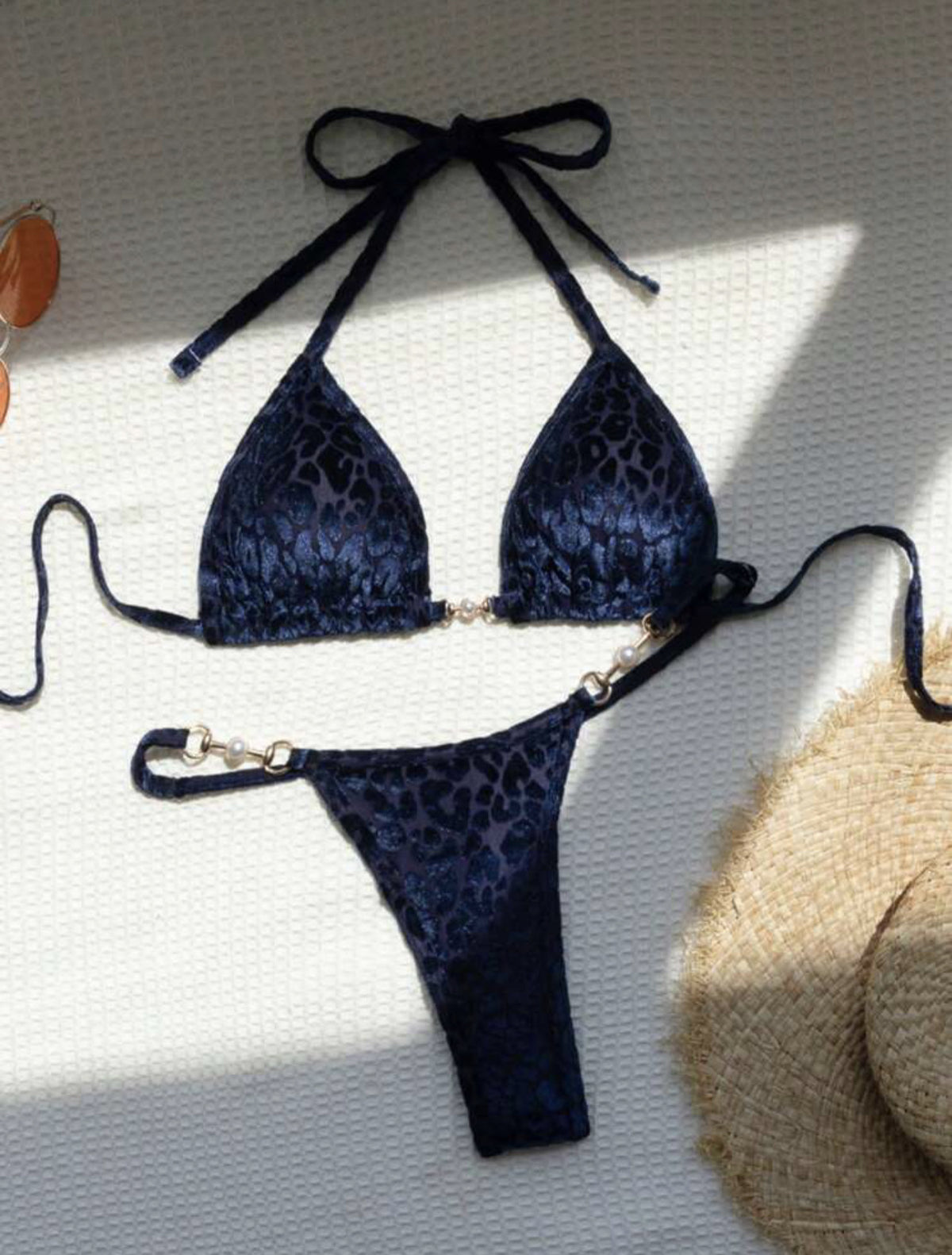 White leopard polyester intimate bikini sets - image 3
