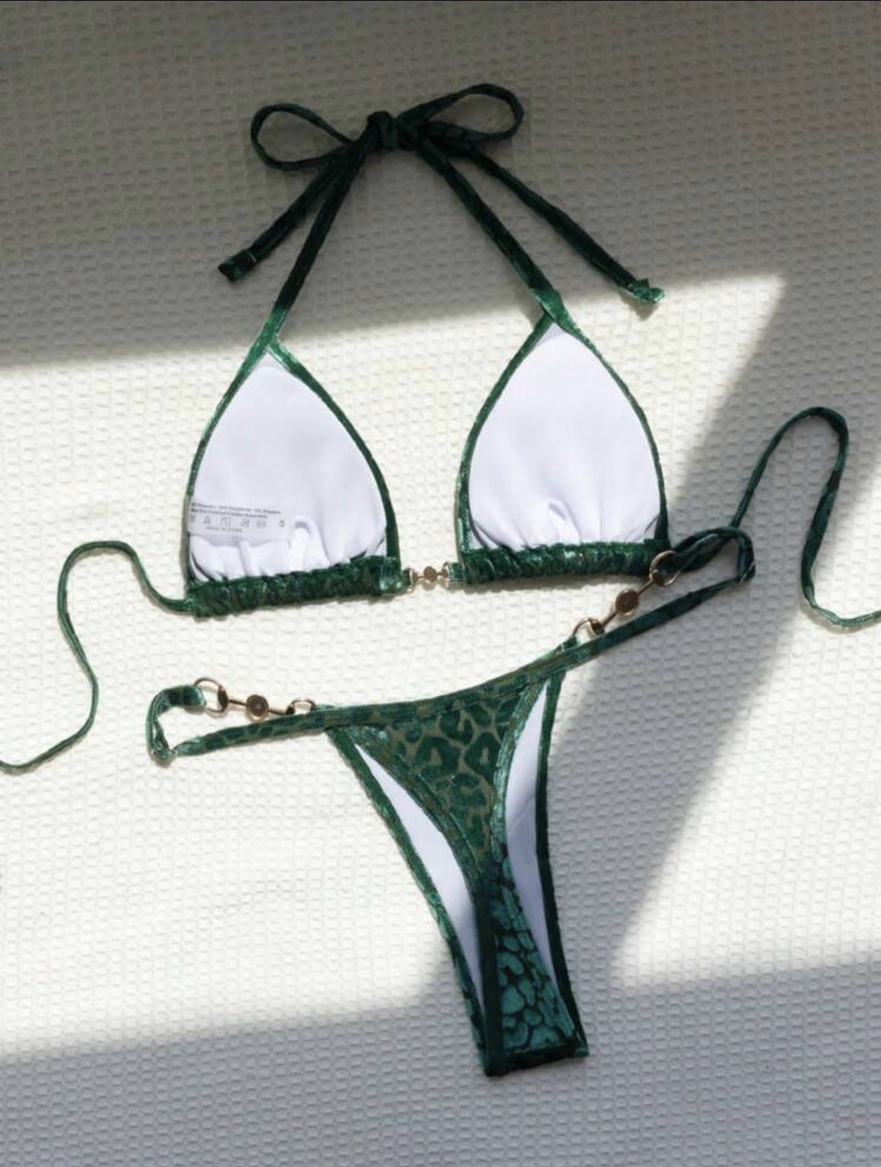 White leopard polyester intimate bikini sets - image 4