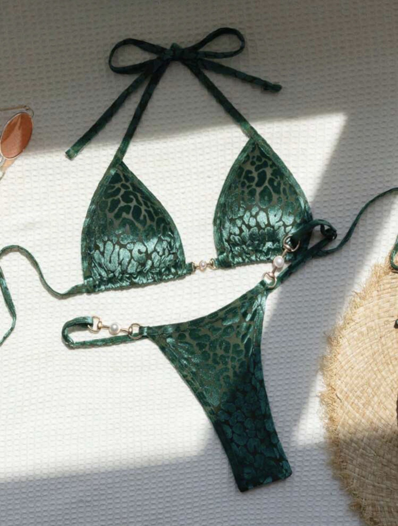 White leopard polyester intimate bikini sets - image 5