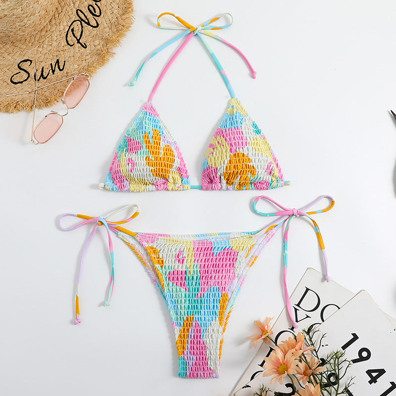 Triangle floral polyester bikini sets - image 2