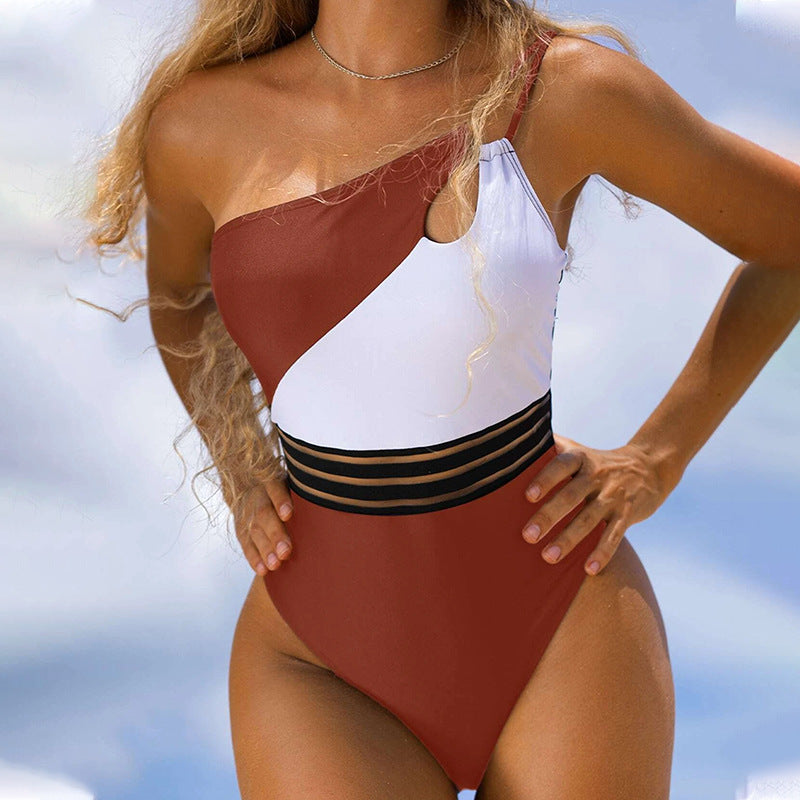 Black one-piece mesh polyester bikini sets - image 5