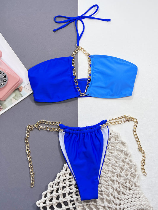 Blue nylon lingerie bikini set - product image 1
