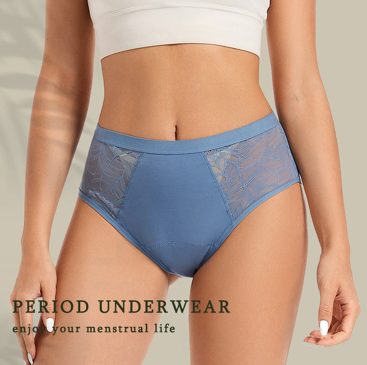 High-waisted breathable lace and cotton lingerie briefs - image 2