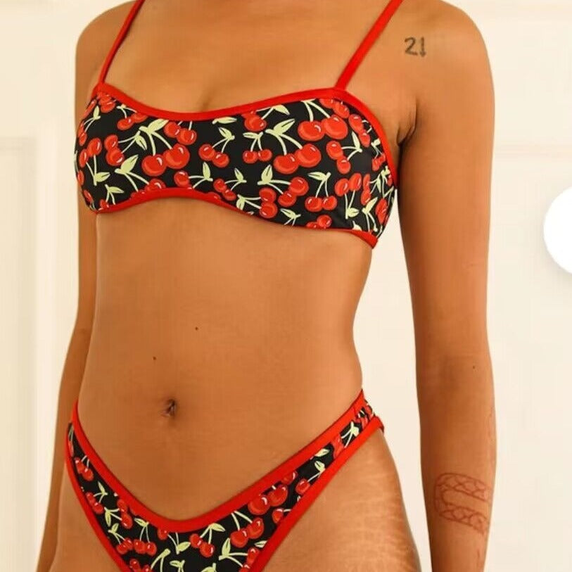 Floral polyester lingerie bikini set - product image 1