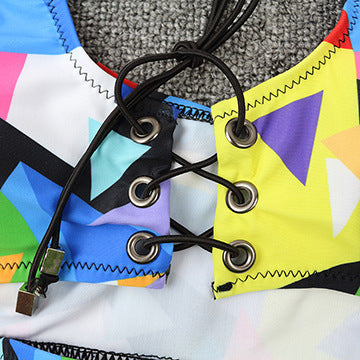 High-waist fishnet polyester intimate bikini set - product image 1
