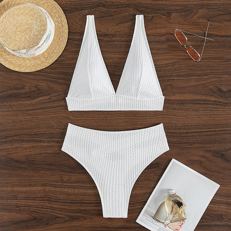 White backless polyester intimate bikini set - product image 1